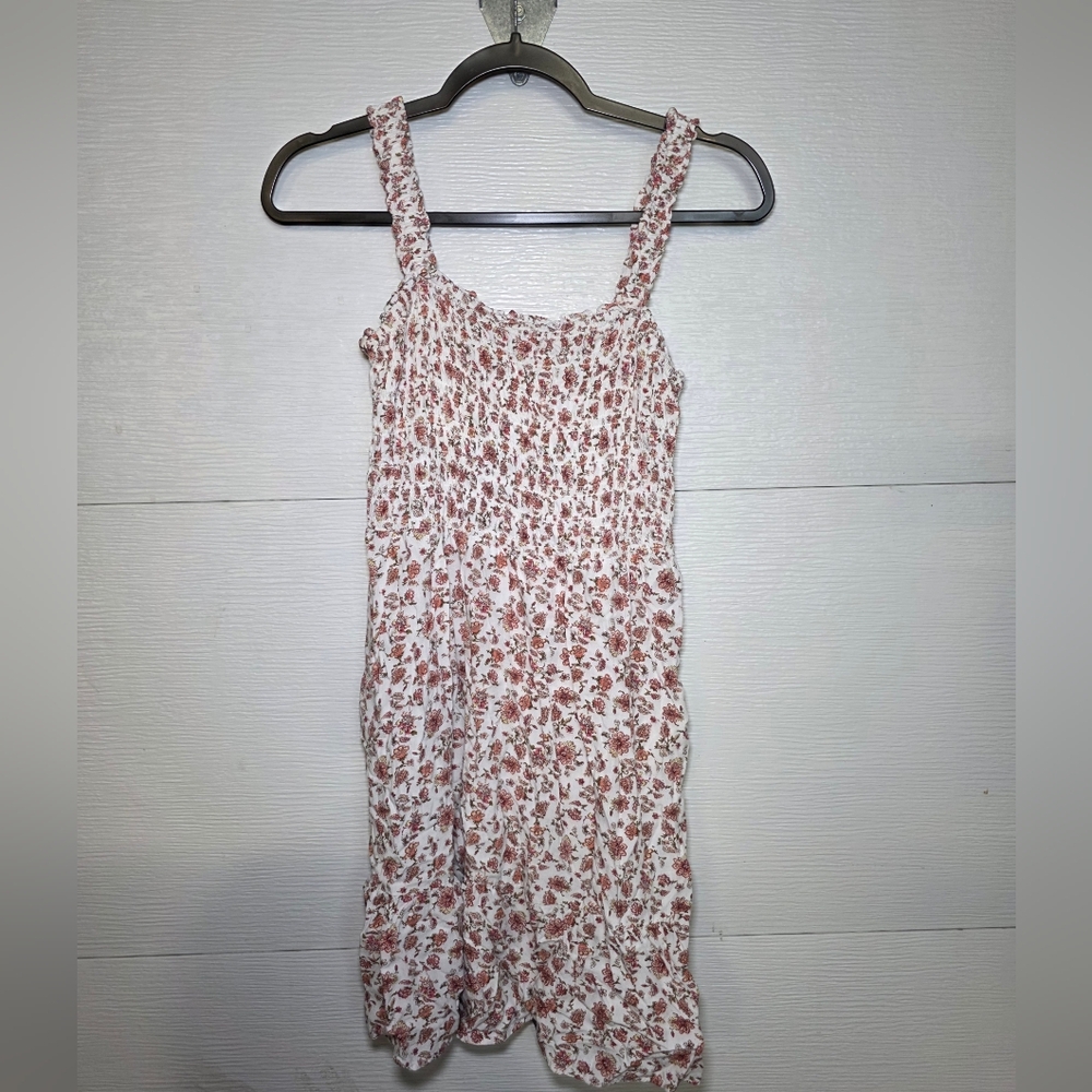 Maurices Cream Floral Smocked Dress with Pink Accents